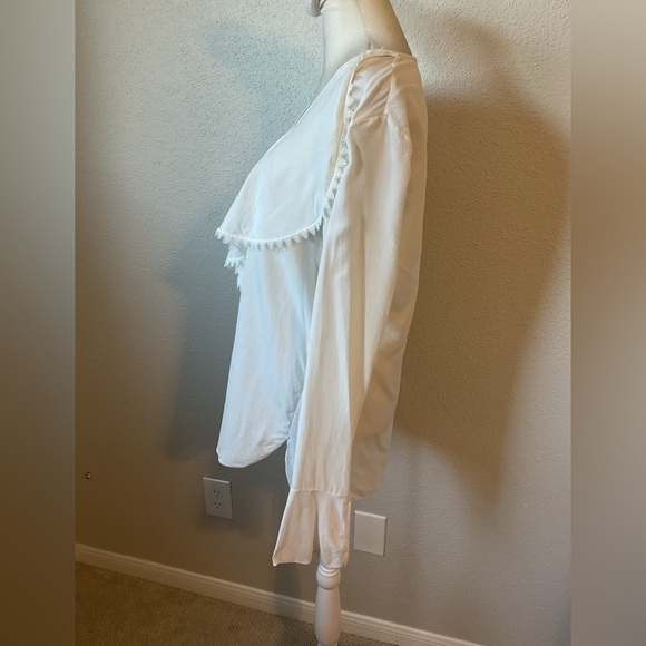 Yigal Azrouel 100% Silk Ruffle Lace White Blouse Size 6 - Picture 2 of 12